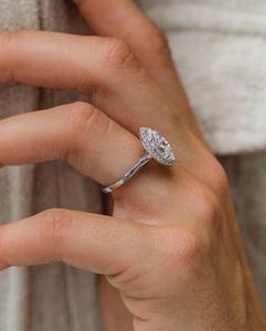 12x6mm Marquise Cut Moissanite Halo Engagement <b>Ring</b> | Elegant <b>Silver</b> or Gold <b>Solitaire</b> with Pave Accents | Bridal Jewelry OEM - Product Image 3