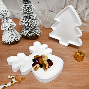 Plateau de noël bricolage tasse tapis <span class=keywords><strong>plat</strong></span> assiette Silicone moule gypse résine noël wapiti écureuil pin <span class=keywords><strong>cloche</strong></span> fruits assiette plateau gâteau outils - Product Image 3