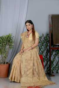 Banarasi-ropa de fiesta de primera calidad, seda suave, color amarillo oscuro - Product Image 3