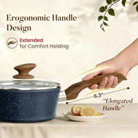 Ensemble de 12 ustensiles de cuisine modernes en granit bleu marine, antiadhésifs, en aluminium forgé, compatibles induction, de fabrication OEM