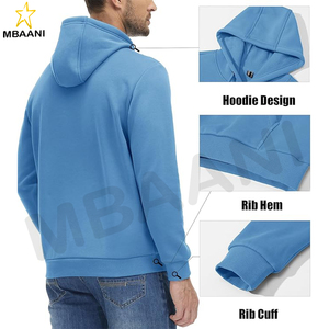 Sudaderas con capucha en color azul niebla para hombre y mujer - Product Image 3