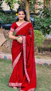 Saree de travail de séquence de broderie en georgette par fab zone - Product Image 3