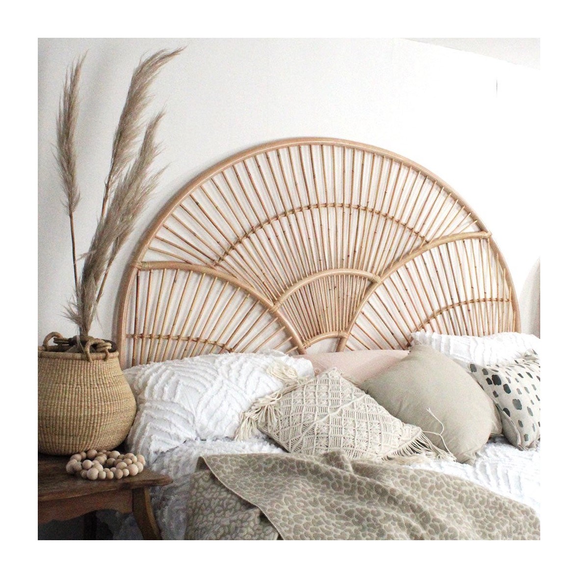 Двуспальная и королевская кровать из ротанга, роскошные постельные доски, Индивидуальные размеры и частный логотип, сделанные во Вьетнаме