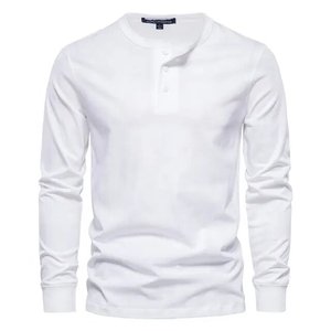 Personalizado Casual Color sólido manga larga primavera otoño alta calidad 100% algodón camisetas para hombre - Product Image 3