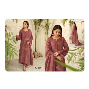 Los mejores diseños de cuero bordado Peach Shalwar Kameez Collection Precios al por mayor para adultos Ropa India pakistaní Pakistán - Product Image 2