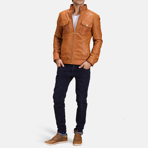 Chaqueta de Cuero para Hombre, Piel de Cordero Auténtica, Estilo Clásico Vintage, Chaquetas de Cuero para Hombre, Chaqueta de Cuero Marrón para Hombre - Product Image 2