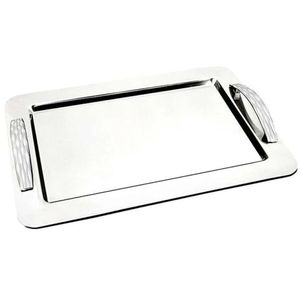 Bandeja de servicio de acero inoxidable de diseño atractivo para aperitivos de té y café con acabado liso y estética moderna clásica - Product Image 3