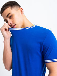 Vente en gros T-shirt Slim Fit décontracté avec bordure contrastée pour hommes T-shirts personnalisables de couleur unie vierge personnalisée - Product Image 2