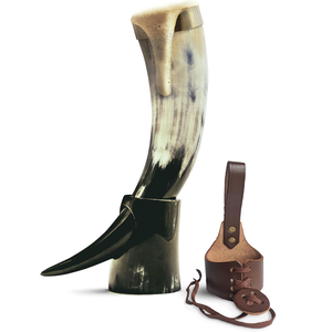 Ox <b>Horn</b> Viking <b>Drinking</b> <b>Horn</b> with Leather Hanging Strap Polished Finish Love Style Eco-Friendly Customizable Souvenir - Product Image 3