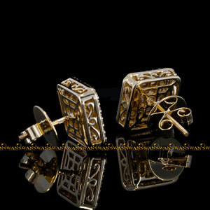 VVs Clarity Moissanite redondo y Baguette Cut Diamonds Iced Out Hip Hop Stud Pendientes hechos por plata de ley 925 - Product Image 4