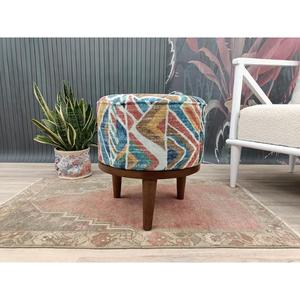 Pouf en cuir marocain fait main, repose-pieds ottoman traditionnel, pouf artisanal, décoration intérieure, siège ottoman bohème pour salon - Product Image 1