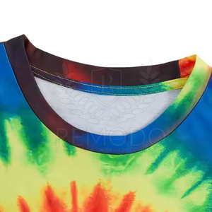 Camiseta informal Tie Dye para mujer, camiseta de manga corta de tela suave mezclada de algodón para trajes diarios - Product Image 4