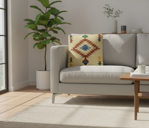 Modern Customizable Cotton Beige Color Woven Square <b>Cushion</b> <b>Cover</b> with Floral Pattern Zipper Closure Washable for Home Hotel Use - Product Image 3