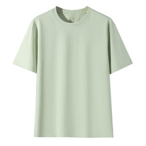 Camiseta de Verano Personalizada OEM, Cuello Redondo, Algodón Romano de Alta Gama, Color Sólido para Hombre, Transpirable, Sin Plancha, Manga Corta - Product Image 3