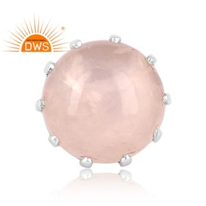 Latest Trending Oxidized Sterling Silver Natural <b>Rose</b> <b>Quartz</b> Gemstone Statement <b>Ring</b> Custom Jewelry Manufacturer - Product Image 3