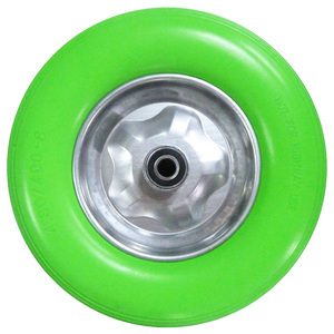 Ruedas de Acero Antipinchazos para Carretilla de Jardín, Remolque y Carrito de Césped, Neumático de Poliuretano Verde Resistente Personalizado - Product Image 1