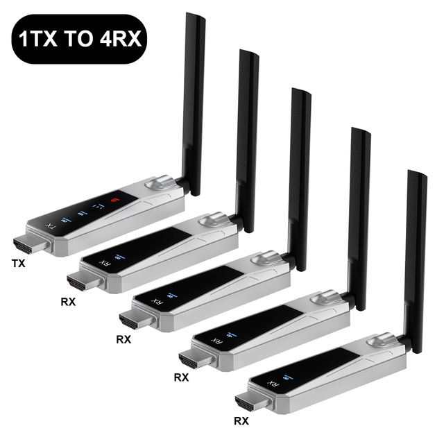 Justlink 1080p Wireless HDMI Extender 100m 2.4g/5G for Laptop PC TV Monitor 1TX to 4RX Wireless HDMI Transmitter and Receiver
