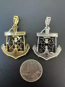 จี้เพชรรูปสมอเรือของพระเยซูคริสต์ทรงไม้กางเขนเพชรโมอิส925แท้สีเงินสเตอร์ลิงสีทองหรือโรเดียมผ่านเครื่องทดสอบเพชร - Product Image 3