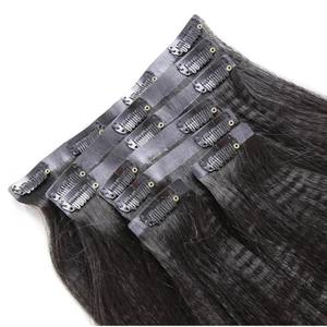 Clip de couleur noire naturelle sans couture droite Yaki de qualité supérieure dans l'extension de cheveux au taux de gros Inde Bundle cheveux raides naturels - Product Image 1