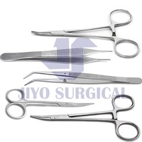 Kit d'instruments chirurgicaux médicaux de lacération de suture approuvé par CE ISO 5 pièces | Kit de pratique de suture de fermeture de plaie en acier inoxydable