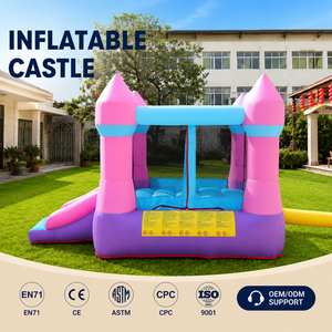 Château gonflable avec toboggan pour <span class=keywords><strong>jardin</strong></span>, en tissu Oxford 420D 840D, parois latérales surélevées, filet <span class=keywords><strong>de</strong></span> sécurité, MOQ 1 pièce, prêt à être expédié - Product Image 1