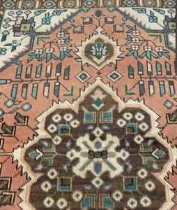 Tapis rond tribal orange 5x8 pieds en laine antique fait à la main Tapis turc vintage Tapis d'appoint personnalisable - Product Image 2