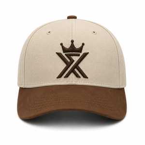 Gorra de Béisbol Deportiva de Algodón Bicolor con Bordado 3D Personalizado, Color Beige y Marrón Premium, 6 Paneles, Corona Curva con Logotipo - Product Image 1