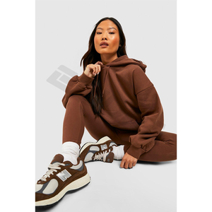 Femmes 100% Logo personnalisé surdimensionné pull lourd à capuche français éponge goutte épaule sweat à capuche actif bas pour - Product Image 3