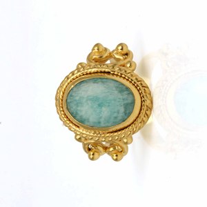 Latest Fashion Brass Oval Amazonite Gold Plated Gemstone Wedding Women Jewelry Ring Designer Handmade <b>Gift</b> for <b>Girls</b> and Women - Product Image 2