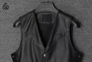 เสื้อกั๊กหนังสำหรับผู้ชายระบายอากาศได้ดีเสื้อกั๊กหนังสไตล์ไม่เหมือนใครสำหรับผู้ชาย - Product Image 5