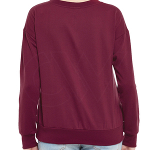 OEM nouveau design 100% coton pull-over solide Logo personnalisé broderie femmes sweat-shirt - Product Image 3