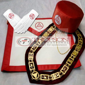 Freemason Regalia Royal Arch Delantal hecho a mano Tela de cuero con punto de cruz bordado y diseño de costura para albañiles - Product Image 1