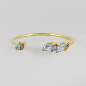 Wholesale Price <b>Sterling</b> <b>Silver</b> Gold Plated Amethyst And Blue Topaz <b>Bracelet</b> for Women Party Occasion - Product Image 2