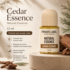 Private Label Cedar Fragrance Essence 12ml OEM | Aromatic <b>Oil</b> for <b>Burners</b> & Humidifiers | Spain EU - Product Image 2