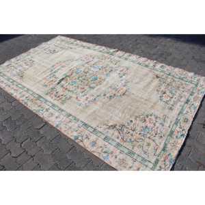 Alfombra Turca, Alfombra Grande de 5.6x9.5 pies, Alfombra Azul a Rayas - Product Image 2