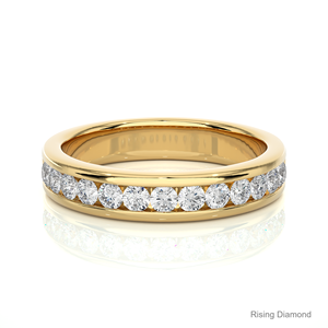 0,52 CTW Round Cut Lab Grown Diamond Half Eternity Set CVD Wedding Band y anillos de regalo de aniversario en oro blanco - Product Image 5