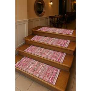 Alfombra Vintage Kilim con Estampado de Peldaños, Alfombra Decorativa Acogedora, Alfombra de Peldaños - Product Image 3