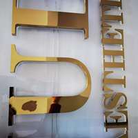 Letras de Canal con Logotipo Corporativo en Metal Dorado 3D Personalizadas con Iluminación LED, Letreros Exteriores para Montar en la Pared