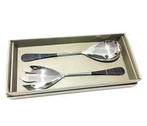 Personalised Salad <b>Serving</b> <b>Spoon</b> Fork Stainless Steel Salad Server Set Wood Resin Handle Silverware Tableware Kitchen Tool - Product Image 4