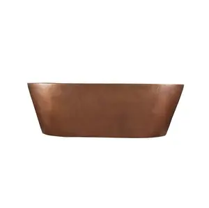 신상품 구리 금속 욕조 성인용 욕조 오버플로우 구멍이 있는 독립형 욕조 침수 욕조 수출시 사용 가능