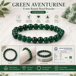สร้อยข้อมือลูกปัดอะเวนเจอรีนสีเขียวธรรมชาติแท้ ขนาด 8 มม. รูปทรงกลม เพื่อความเจริญรุ่งเรือง พลังบวก และพลังงานเชิงบวก - Product Image 4