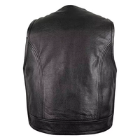 Chaleco de Motociclista Profesional para Hombre 2026, de Primera Calidad, Perforado, de Piel de Vaca Negra, Informal, Transpirable, con Cuello Redondo
