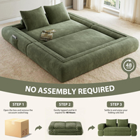 Sofá Cama Convertible 4 en 1, Sofá Cama Plegable de 76 Pulgadas, Tapicería de Pana Ancha, Colchón sin Estructura