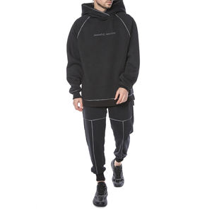 Conjunto de chándal de entrenamiento de 2 piezas para hombre sólido con capucha OEM-chándal deportivo de moda - Product Image 6