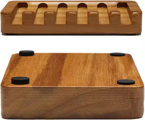 Paquete de 2 almohadillas para ahorrar jabón, jabonera de madera de teca autodrenante de Crescent Crafts - Product Image 2