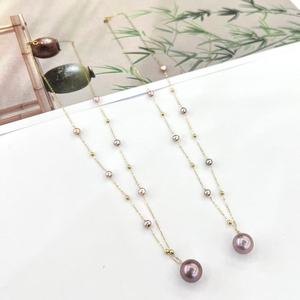 สร้อยคอไข่มุกน้ำจืดแท้เคลือบทอง 18K ขนาด 4-5 มม. 11-12 มม. เครื่องประดับไข่มุกคุณภาพสูงสำหรับผู้หญิง - Product Image 2