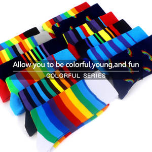 ถุงเท้ายาวของผู้ชายผู้หญิงถุงเท้ายาวผ้าฝ้ายคอมโบหลากสีสำหรับเทศกาลผลไม้มีความสุข - Product Image 5