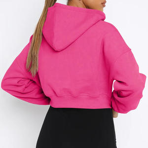 Sudadera con capucha recortada para mujer de marca con logotipo personalizado bordado de impresión OEM ODM Streetwear Fabricante directo de fábrica Proveedor - Product Image 4