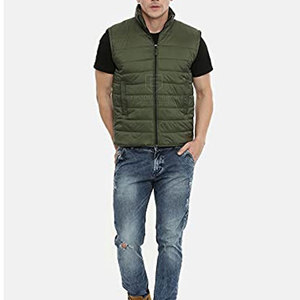 Veste d'hiver sans manches pour homme en meilleur matériau, veste à bulles décontractée de haute qualité avec logo frontal, respirante et écologique - Product Image 3