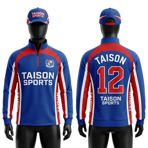 Sudadera deportiva para hombre de alta calidad, 310 GSM, tela de poliéster y elastano, base azul marino, paneles dorados, logotipo sublimado personalizado - Product Image 6